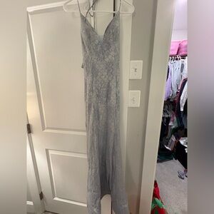 Clarisse Silver Lace Maxi Dress